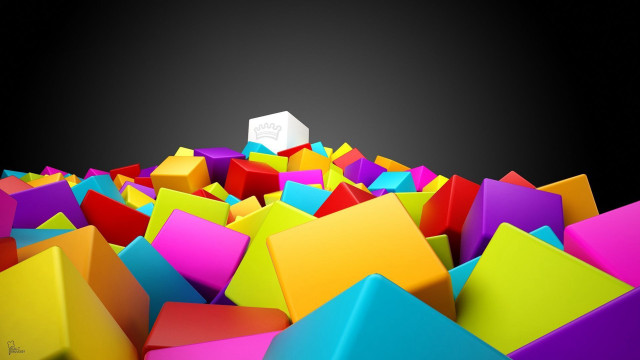 Colorful cubes stacked pile white free wallpaper for desktop - medium preview image