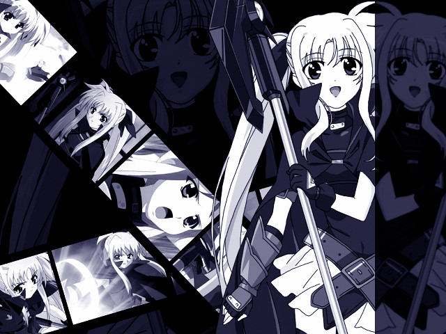 Anime girls swords black background free wallpaper for desktop - medium preview image