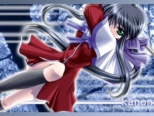 Anime girl green eyes snow free wallpaper for desktop - medium preview image