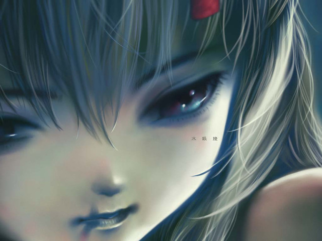 Woman blueeyes rose hair anime free wallpaper for desktop - medium preview image