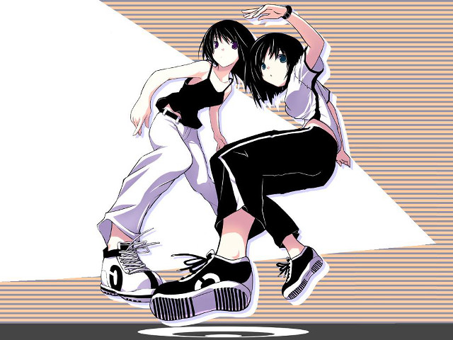 Dancing anime girls light white free wallpaper for desktop - medium preview image