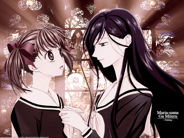 Anime couple stainedglass gothic uniform free wallpaper for desktop - medium preview image