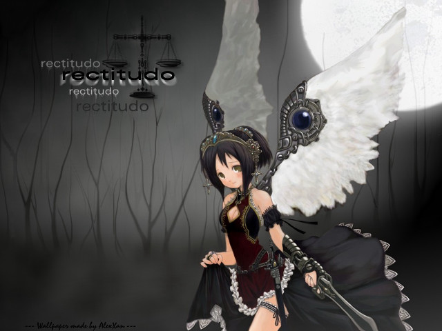 Angel wings sword moon gothic free wallpaper for desktop - medium preview image