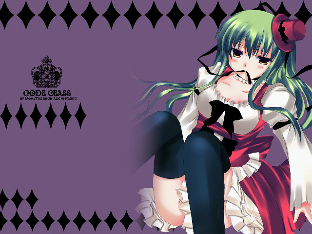 Green hair rococo yandere crown free wallpaper for desktop - medium preview image