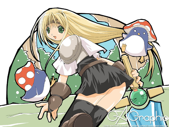 Girl hat sword mushroom background free wallpaper for desktop - medium preview image