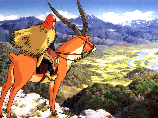 Man horse valley mountains ghibli free wallpaper for desktop - medium preview image