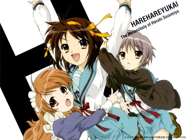 Three anime girls holography album free wallpaper for desktop - medium preview image