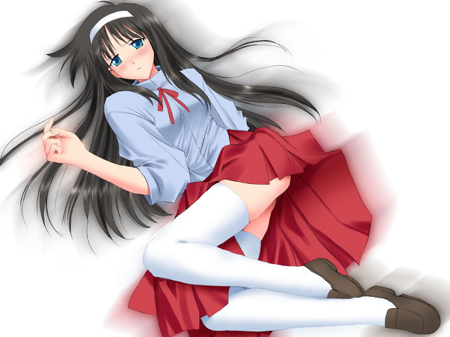 Woman long hair red skirt free wallpaper for desktop - medium preview image