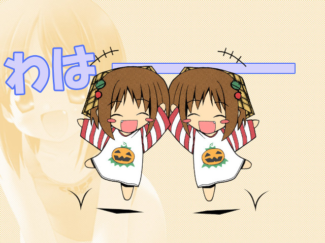 Anime girls pumpkins hologram smile free wallpaper for desktop - medium preview image