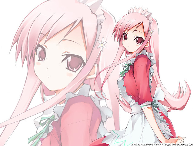 Pink haired girls maid portrait free wallpaper for desktop - medium preview image