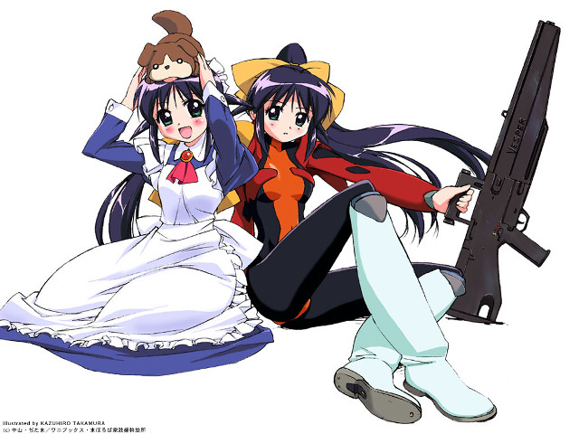 Two anime girls guns dresses free wallpaper for desktop - medium preview image