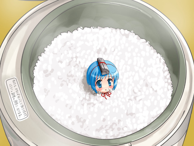 Cartoon bluehair kawaii rice bowl free wallpaper for desktop - medium preview image