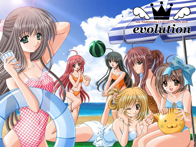 Beach girls summer umbrella bikini free wallpaper for desktop - medium preview image