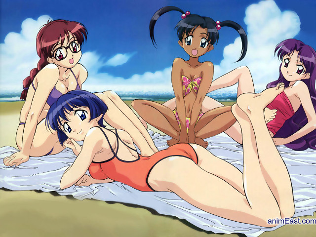 Beach group women bikini anime free wallpaper for desktop - medium preview image