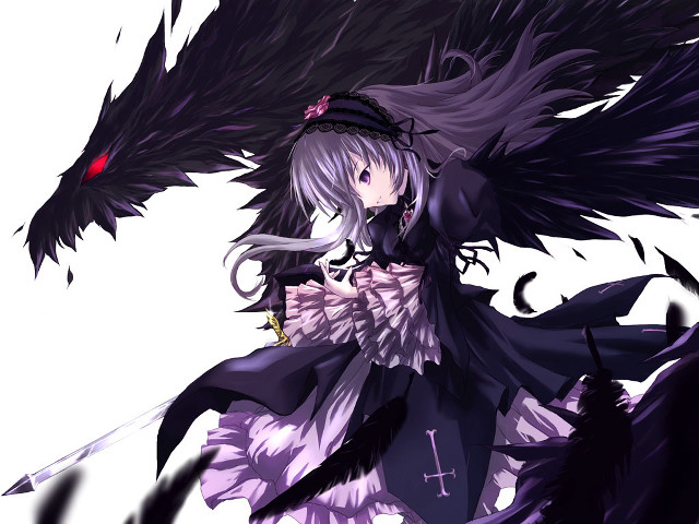 Woman sword wings demon gothic free wallpaper for desktop - medium preview image