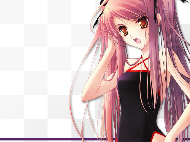 Pink hair girl black dress free wallpaper for desktop - medium preview image