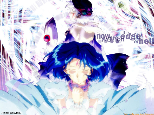 Blue white hair neo figurative free wallpaper for desktop - medium preview image