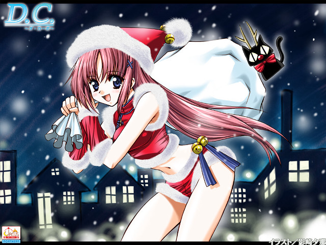 Santa woman cartoon snowman cat free wallpaper for desktop - medium preview image