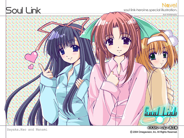 Three anime girls pink shirt free wallpaper for desktop - medium preview image