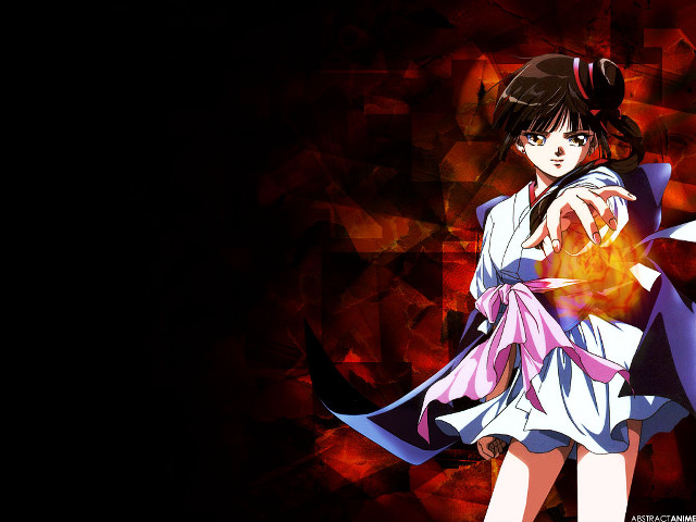 Anime sword girl red black free wallpaper for desktop - medium preview image