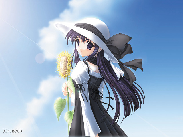Girl blackwhite dress hat flower free wallpaper for desktop - medium preview image