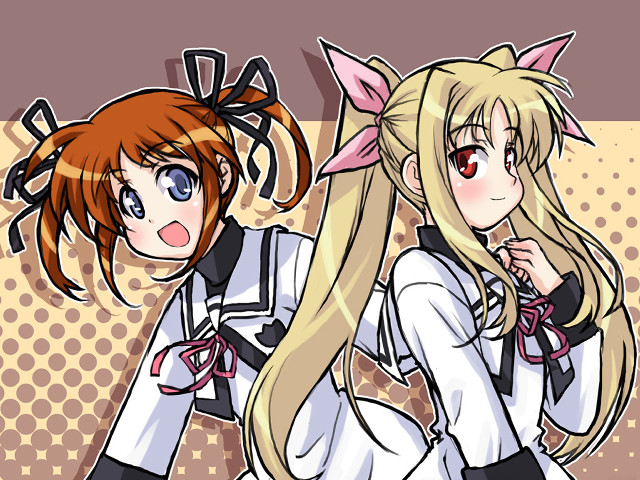Blonde catgirls manga halftone school free wallpaper for desktop - medium preview image