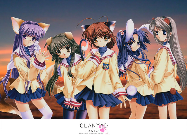 Anime girls sunset cat ears free wallpaper for desktop - medium preview image