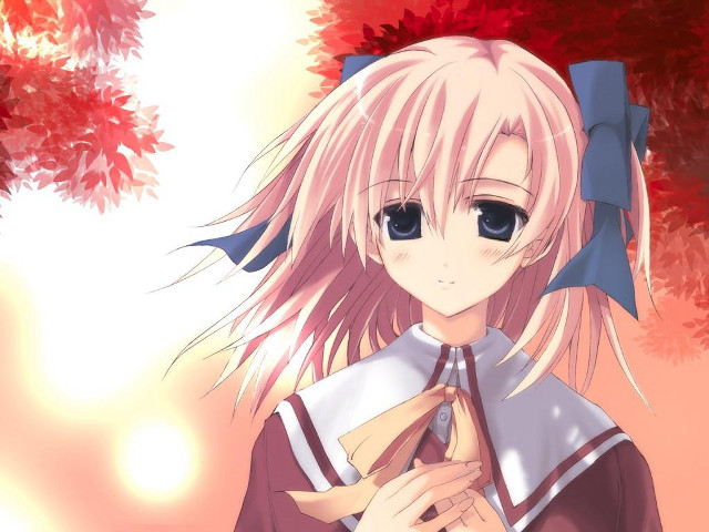 Pink hair bow autumn tree free wallpaper for desktop - medium preview image