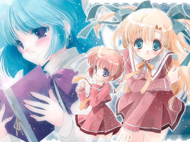 Anime girls snowy background manga free wallpaper for desktop - medium preview image