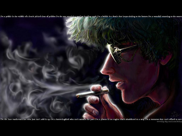 Psychedelic portrait man glasses cigarette free wallpaper for desktop - medium preview image