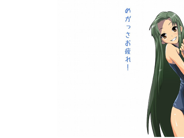 Green haired woman blue dress free wallpaper for desktop - medium preview image