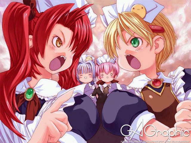 Anime girls red hair green #2 free wallpaper for desktop - medium preview image