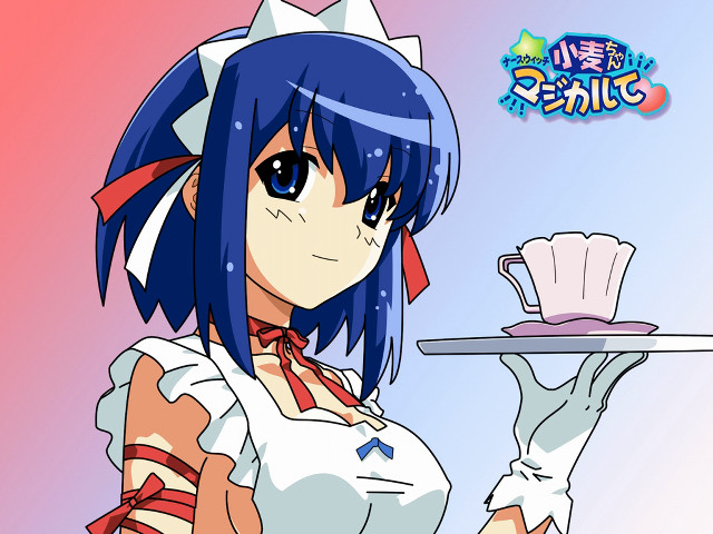 Maid bluehair cup gloves ribbon free wallpaper for desktop - medium preview image