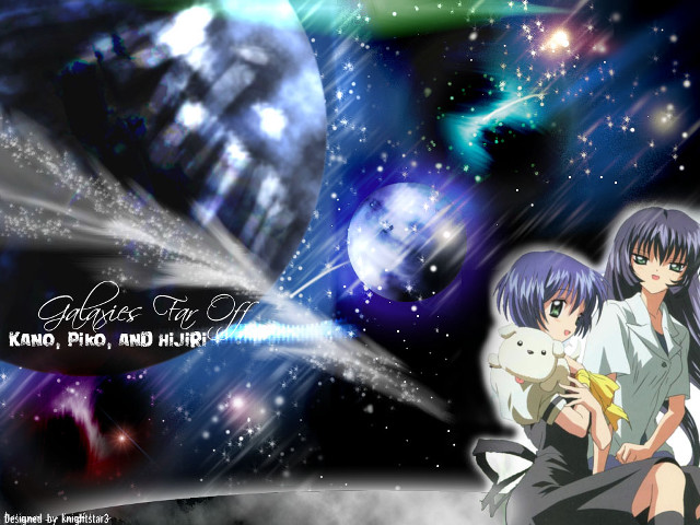 Space anime girls bunny cat free wallpaper for desktop - medium preview image