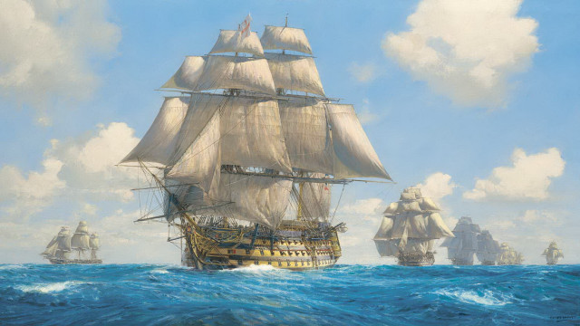 Ship ocean background clouds painting #2 free wallpaper for desktop - medium preview image