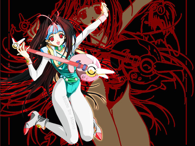 Woman guitar demon cyberpunk retro free wallpaper for desktop - medium preview image