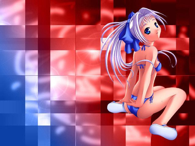 Cartoon girl bikini blue red free wallpaper for desktop - medium preview image