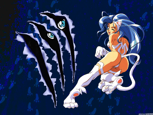 Cat girl blue hair demon free wallpaper for desktop - medium preview image