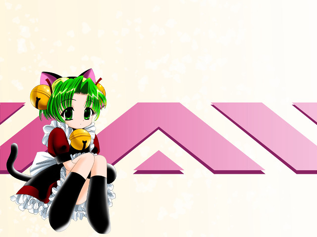 Anime girl cat maid green free wallpaper for desktop - medium preview image