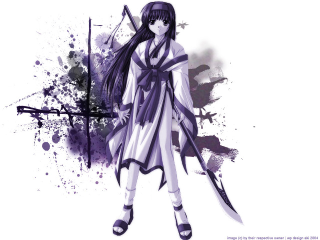 Woman sword bow purple splat free wallpaper for desktop - medium preview image