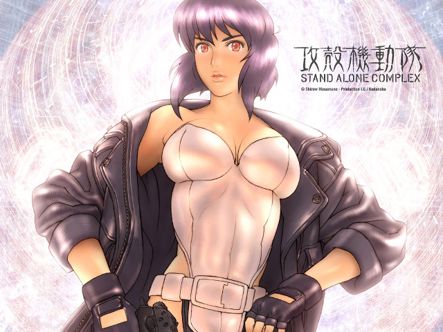 Kusanagi motoko purple hair gun free wallpaper for desktop - medium preview image
