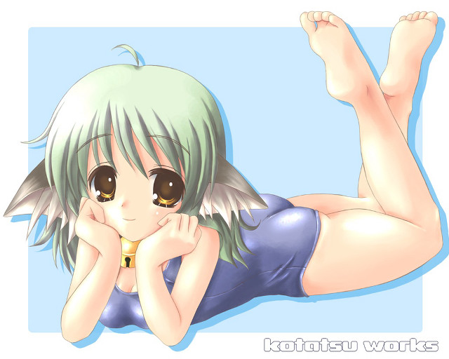 Cartoon girl green hair anime free wallpaper for desktop - medium preview image