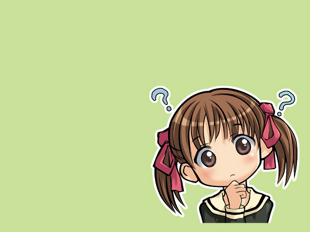 Girl bow question marks green free wallpaper for desktop - medium preview image