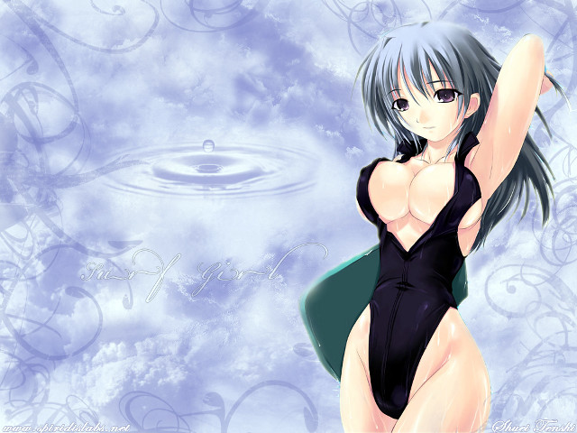 Woman black swimsuit green skirt free wallpaper for desktop - medium preview image