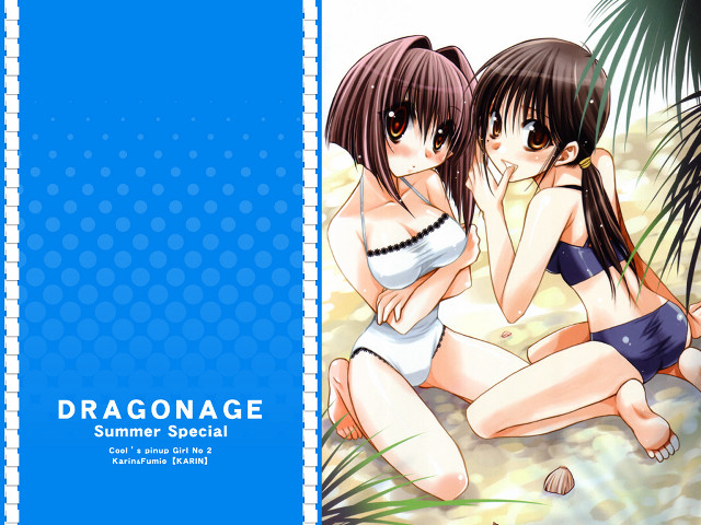 Two girls bathing suits blue free wallpaper for desktop - medium preview image