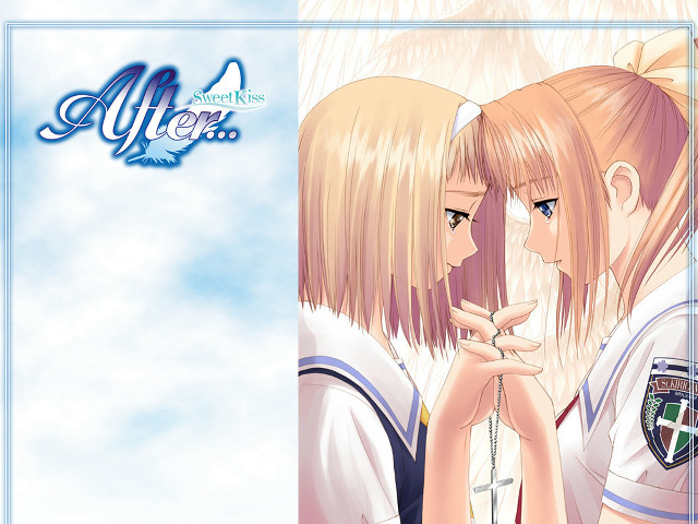 Anime sisters kissing blue sky free wallpaper for desktop - medium preview image