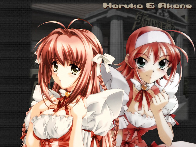 Red hair anime girls blush free wallpaper for desktop - medium preview image