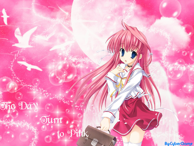 Pink haired girl suitcase star free wallpaper for desktop - medium preview image