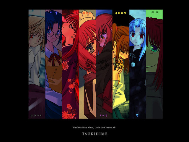 Anime characters lineup neo romanticism free wallpaper for desktop - medium preview image