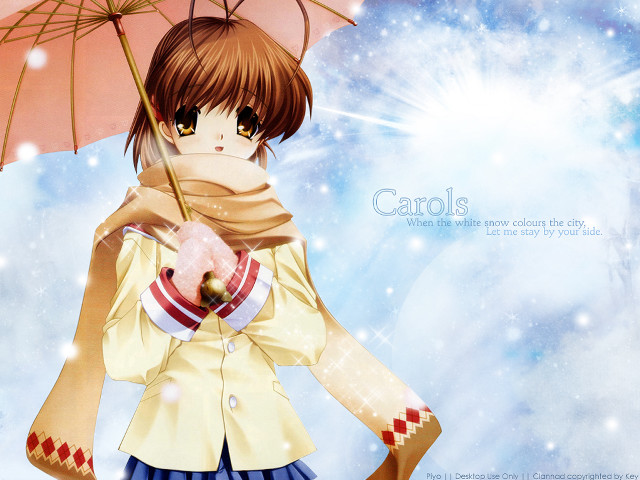 Girl umbrella snow star sky free wallpaper for desktop - medium preview image